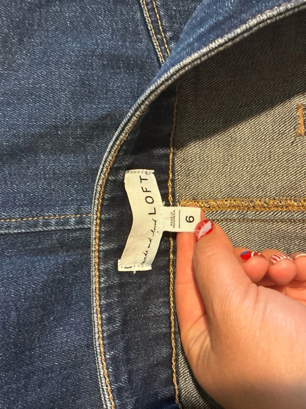 LOFT Dark Blue Button-Front Denim Skirt